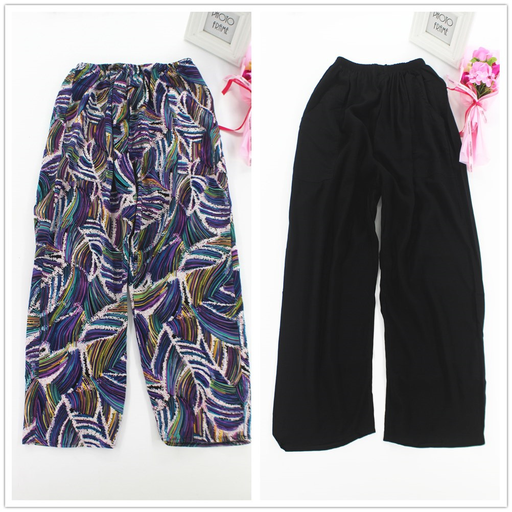 5成交730条棉绸睡裤女单条薄款九分阔腿裤可外穿夏季人造棉裤子大码