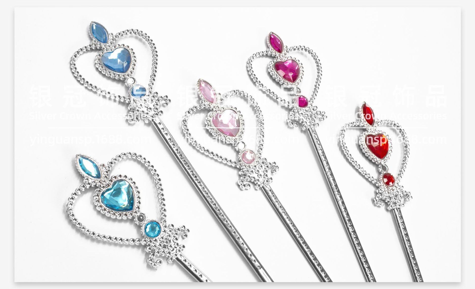 【厂家直销】塑料银色电镀粘钻石冰雪奇缘少女儿童公主仙女棒手杖