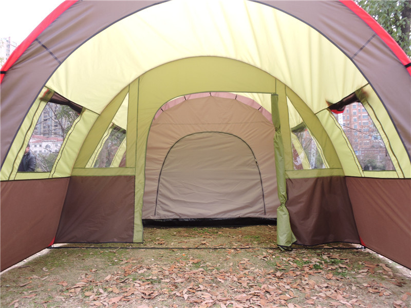 户外超大通道式多人双层野营帐篷 聚会帐篷家庭式帐篷隧道帐篷