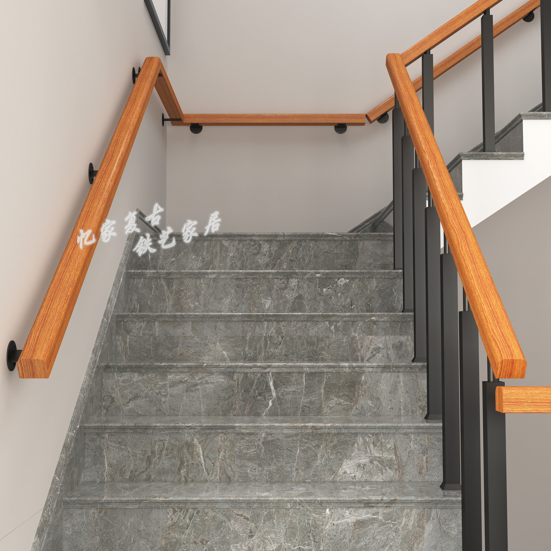 简约现代楼梯扶手护栏阁楼栏杆铁艺立柱幼儿园旋转楼梯扶手室内