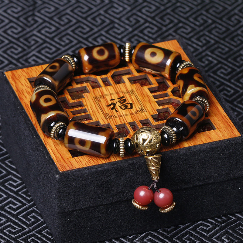 Tibet Beads Agate Bracelet Men's Bracelet Couple Dzi Bead Tibet Beads Night Market Stall Hot Supply