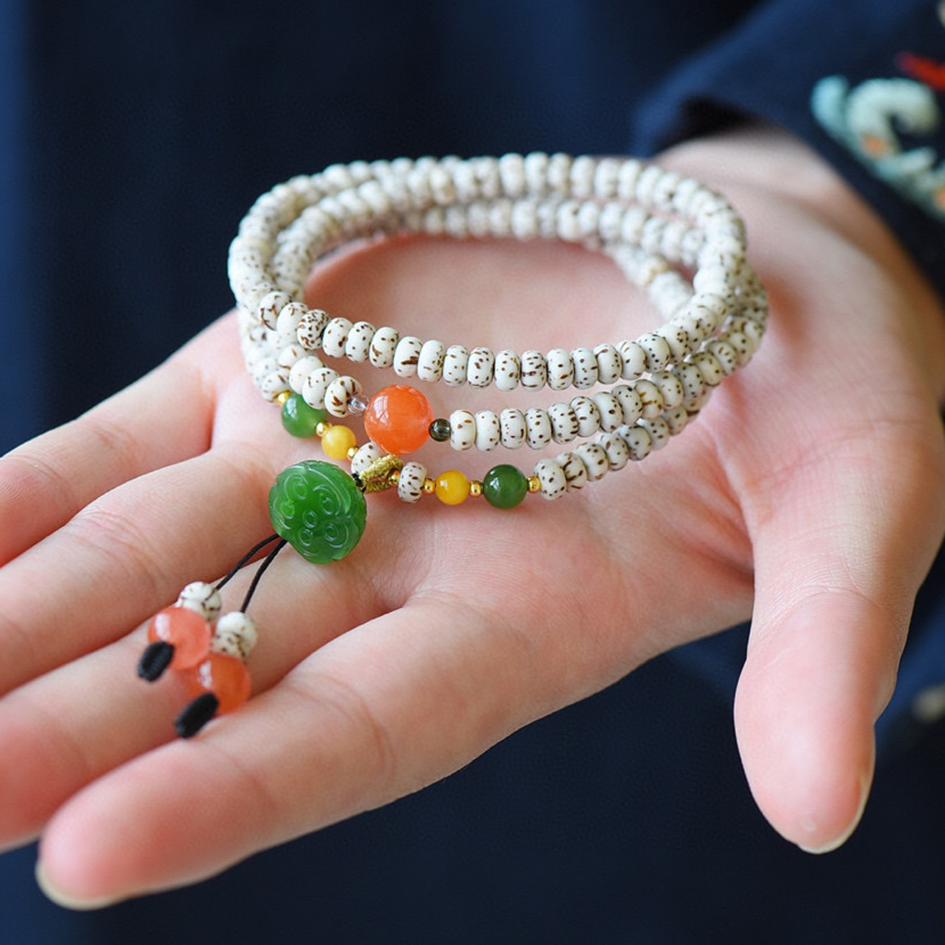 3*5mm迷你星月菩提子手串佛珠三圈原籽佛珠手链女士项链配饰