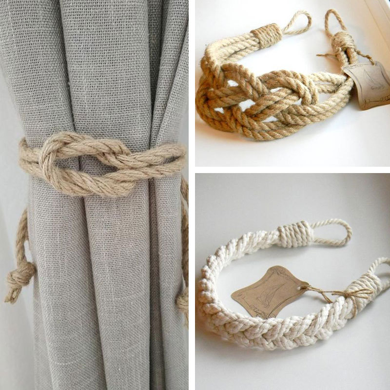 手工编织麻绳窗帘绑带 窗帘装饰 免打孔收纳带 窗帘绳绑带