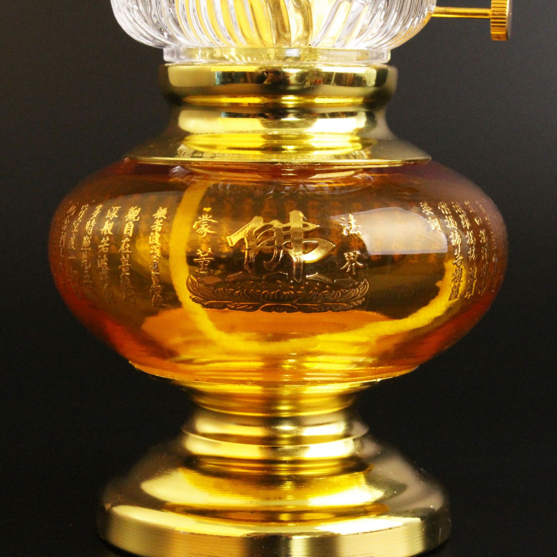 佛具用品调光油灯供佛防风灯 家用荷花酥油灯座招财无烟长明灯