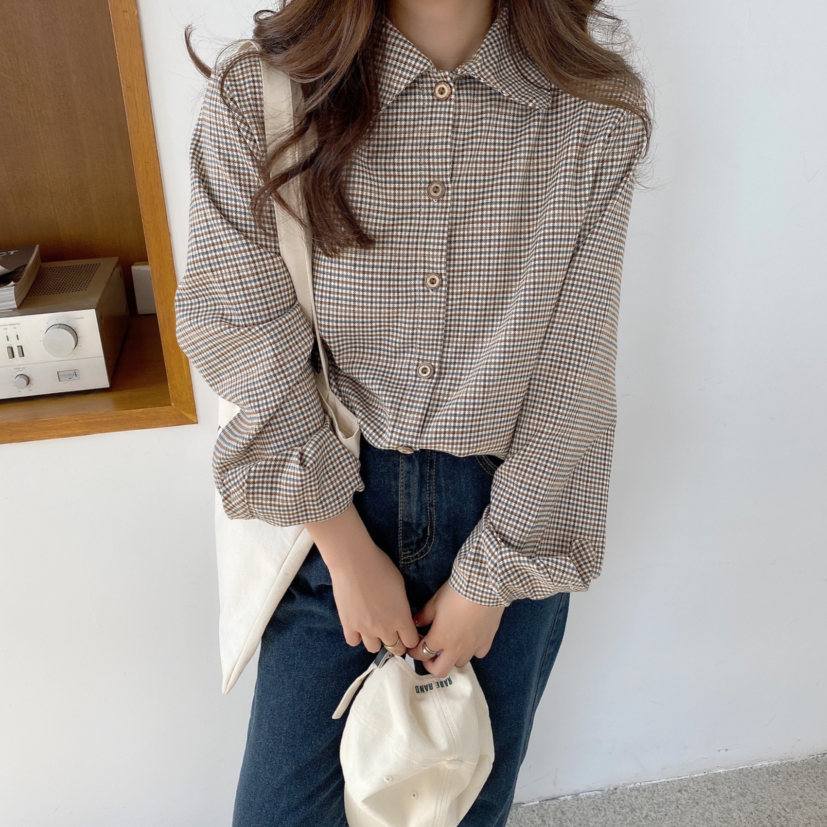 格子衬衫女设计感外穿2020新款冬秋冬百搭韩版宽松长袖内搭上衣潮