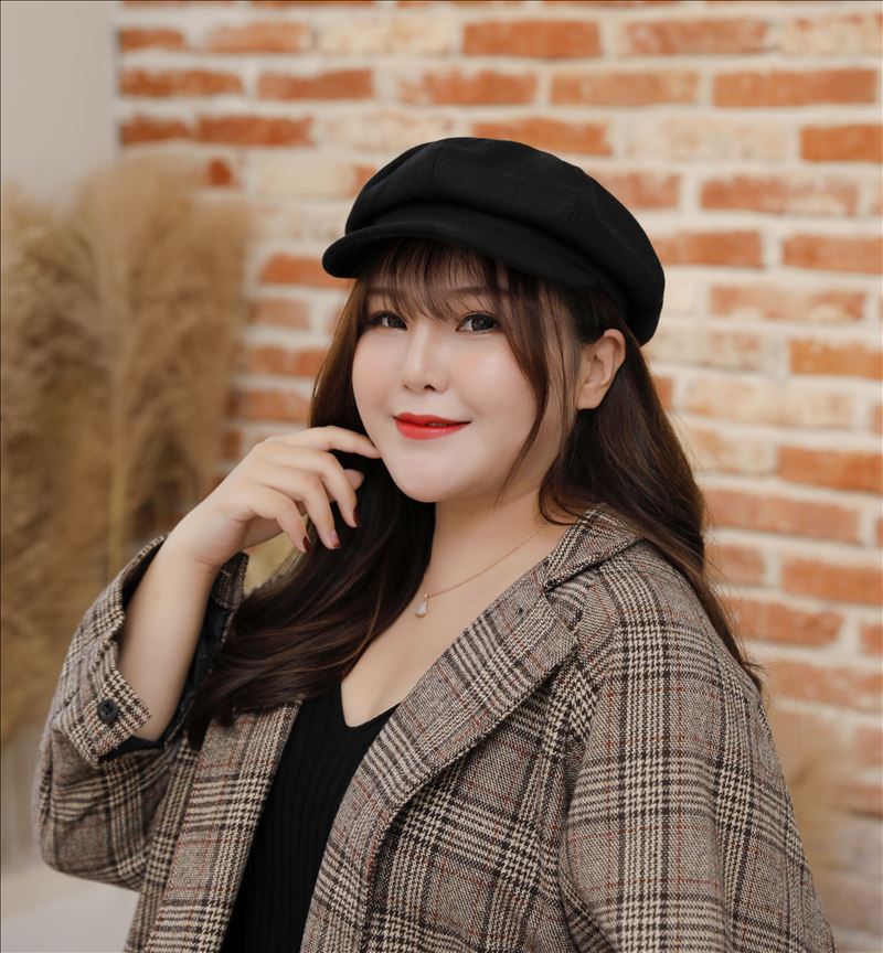 大胖子女帽 大码八角帽 秋冬大头围女士帽 复古风报童帽 大脸帽子