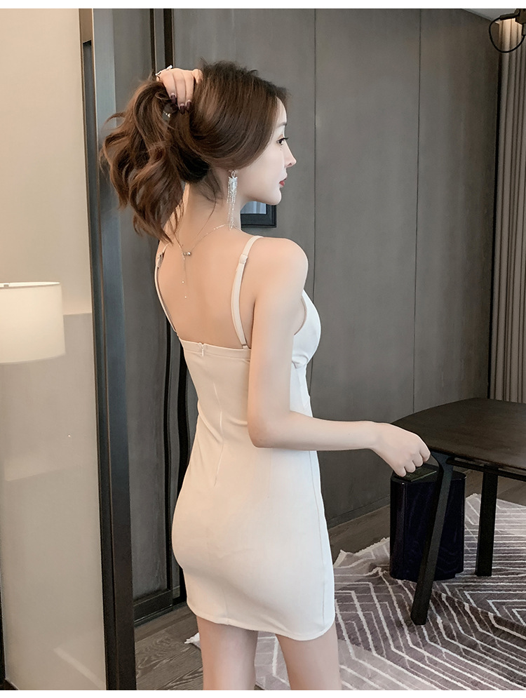 新款夜店女装吊带低胸修身时尚包臀短裙露胸性感连衣裙一件代发