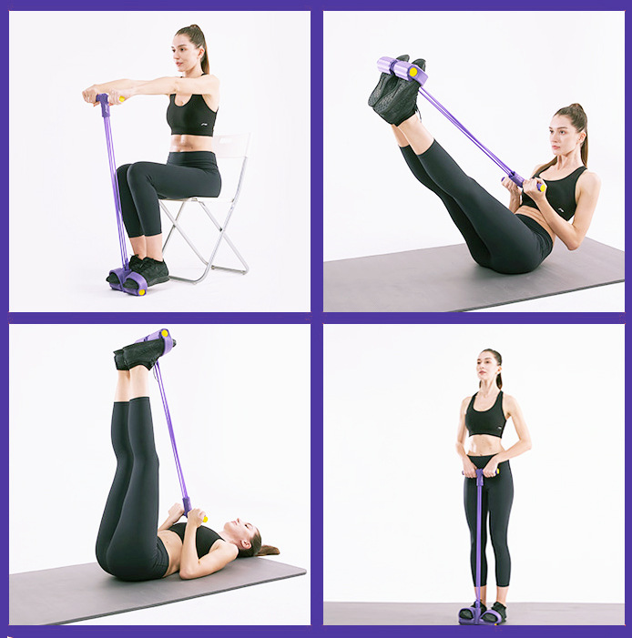 厂商供应健身脚蹬拉力器瑜伽脚踏弹力绳彩色拉力绳可定制颜色