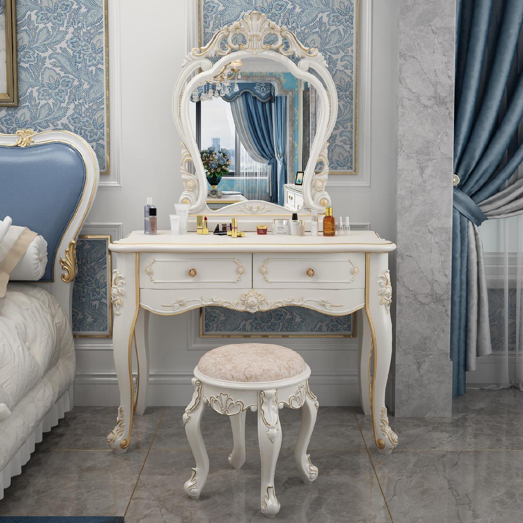 梳妆台收纳柜一体卧室木小型网红女士家用轻奢飘窗现代床头