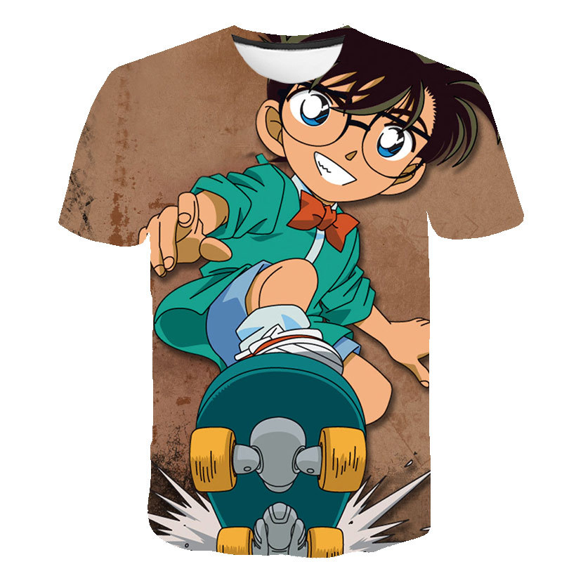 2020新款男装 欧美动漫名侦探柯南3d印花圆领男士休闲t恤