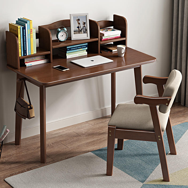 北欧书桌简约学生家用电脑桌子儿童学习桌写字台卧室书桌书架组合