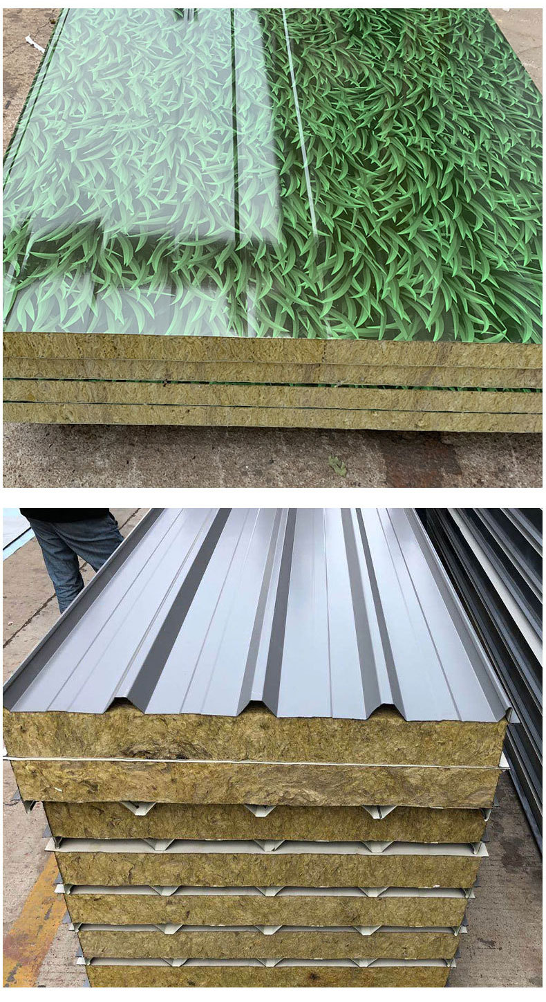 定制复合彩钢板机制岩棉隔热车间夹芯隔热防火保温外墙玻镁净化板