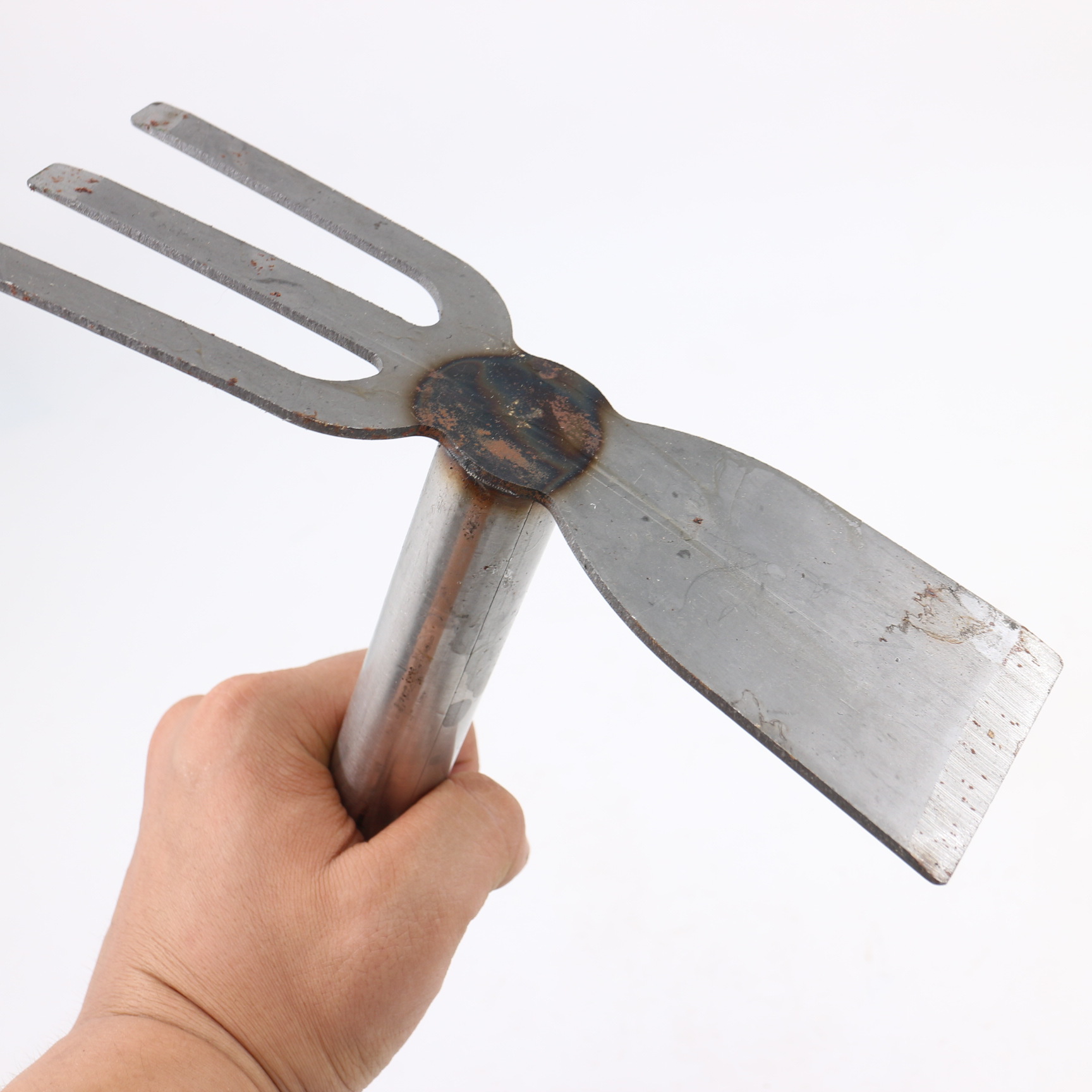 厂家批发不锈钢园林双用不锈钢管加厚加长三齿两用锄头家用