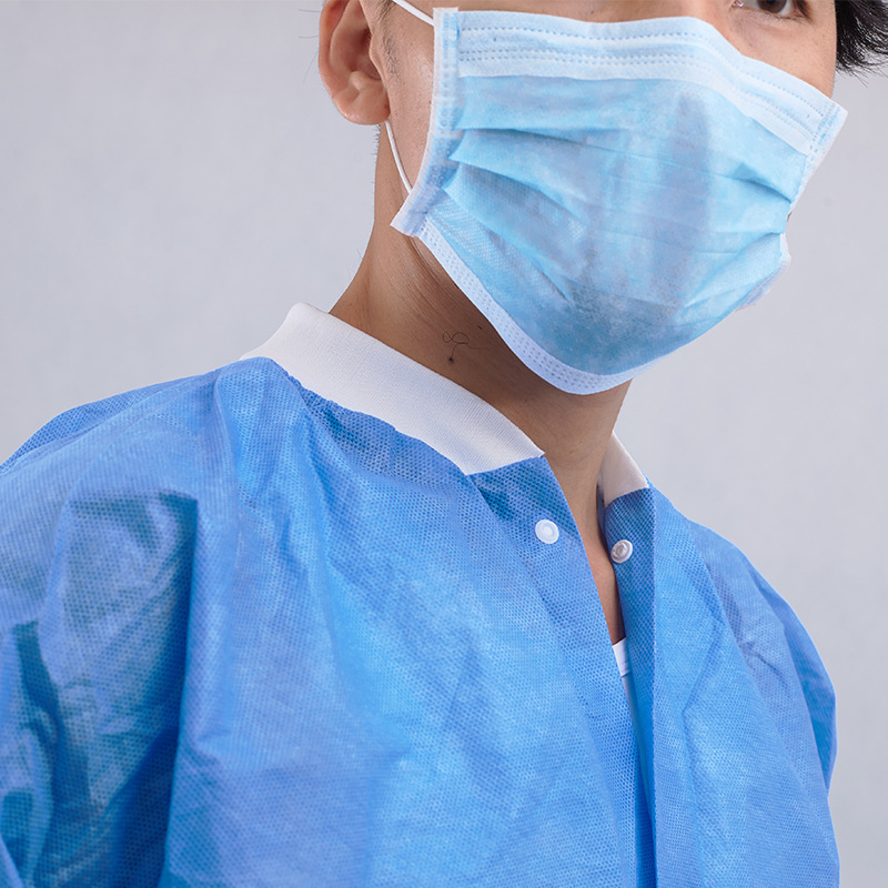 一次性sms无纺布pp针织袖口防护服实验服大褂工作服防尘隔离服
