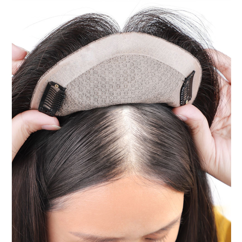 假发片头顶补发贴片女遮头顶真发发顶一片式轻薄无痕盖白发补发块