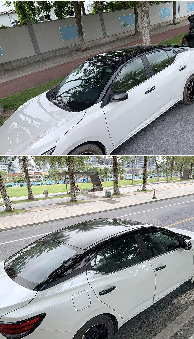 适用于新轩逸卡罗拉雷凌三厢车专用车顶黑膜悬浮全景天窗亮面贴膜
