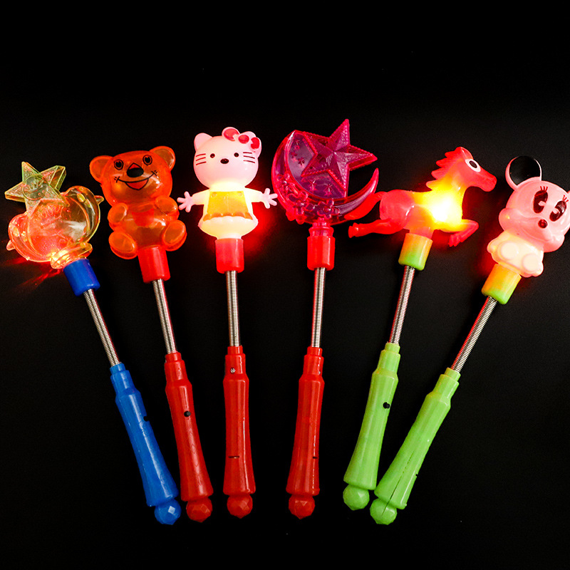 闪光粉色棒光棒会棒儿童 卡通银光莹粉色棒爱心荧光棒的发光魔法