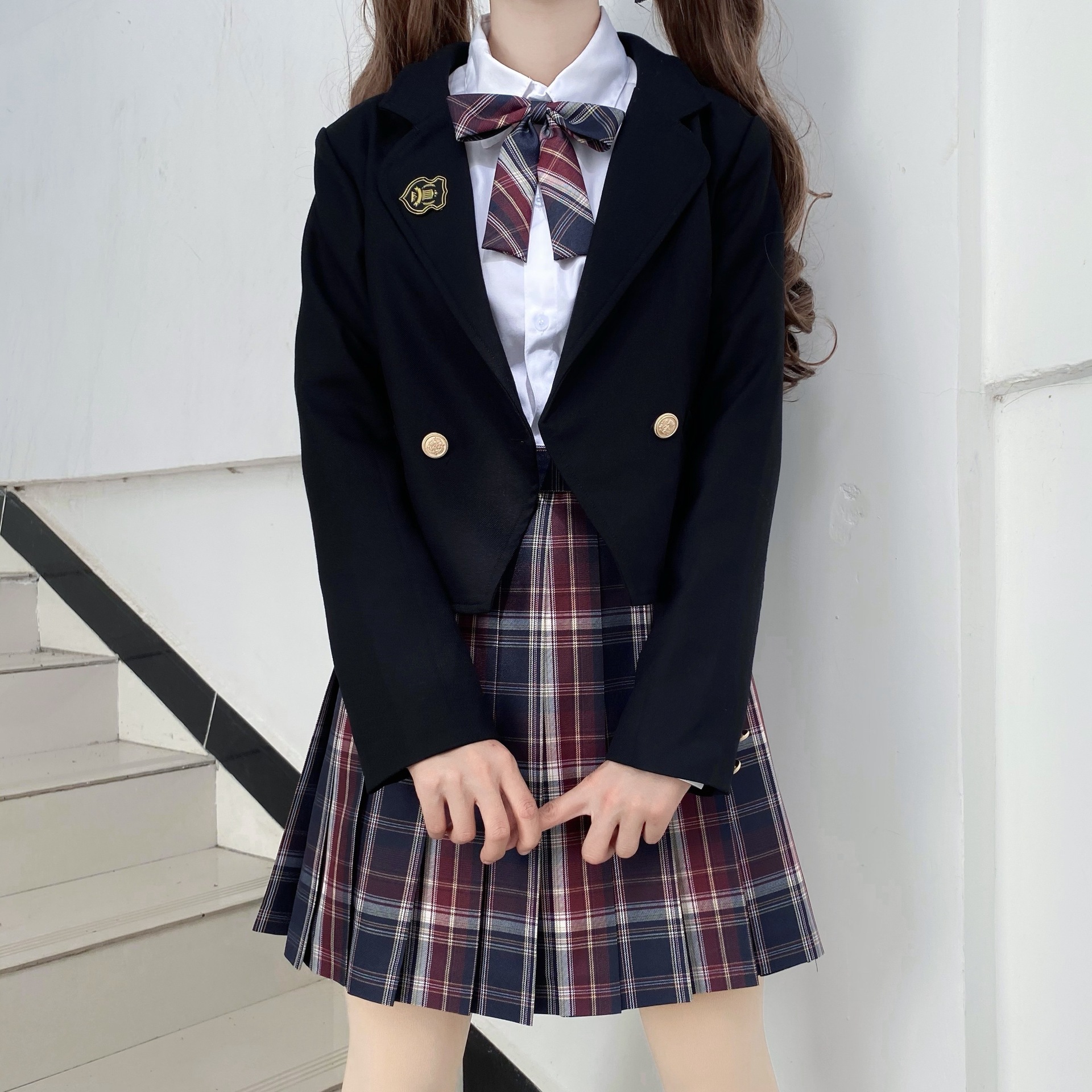 原创jk制服西装外套女池の太黑色西服徽章秋冬百搭学院风职业套装