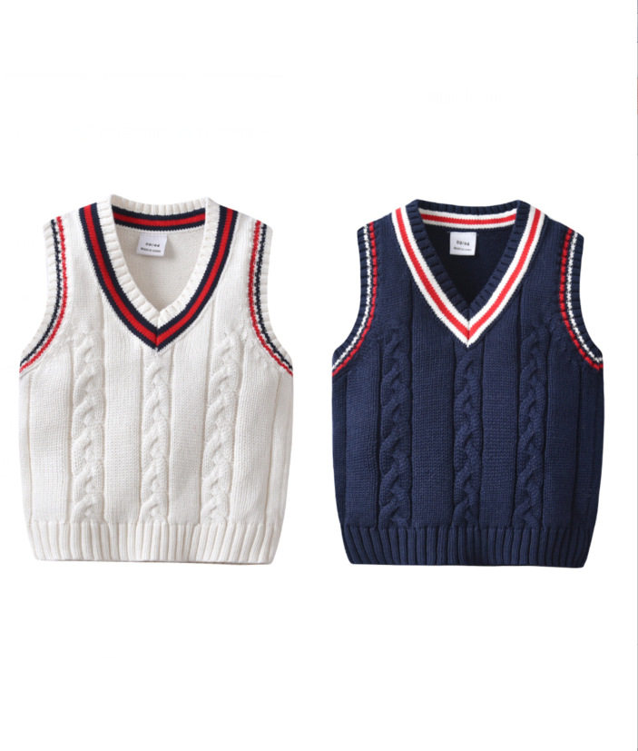 男童马甲秋冬新款儿童毛线背心韩版婴幼儿童保暖毛衣v领针织衫