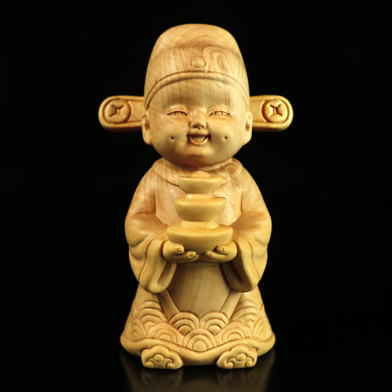 木雕摆件黄杨木雕刻工艺品摆件家居装饰品人物童子