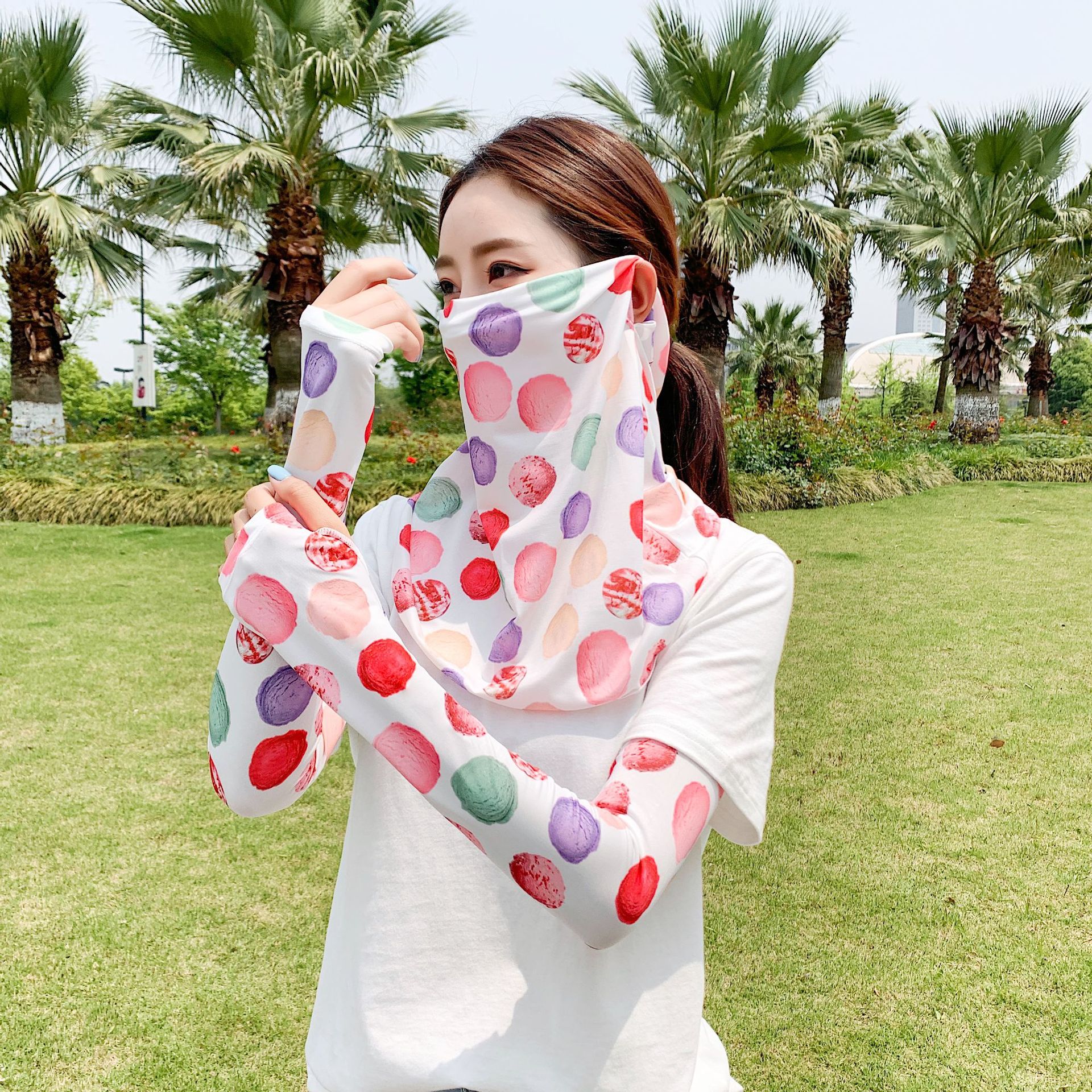 夏ins防晒面纱女面罩遮脸面部冰丝开车神器护颈口鼻罩全脸罩脖子