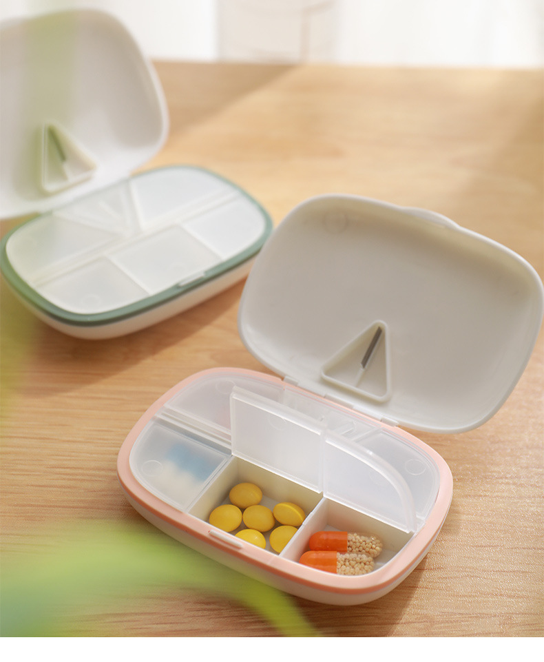 便携迷你随身小药盒保健品分装盒塑料食品级收纳切药器7天药盒