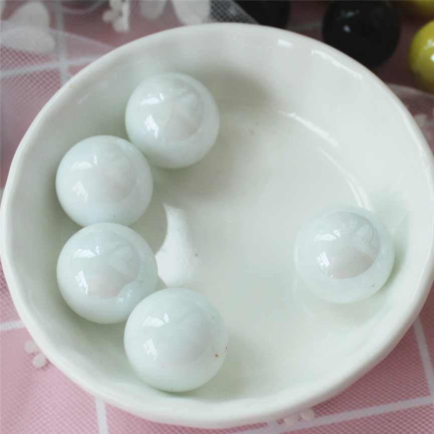 16mm奶白三花弹珠玻璃球 白奶油三花玻璃珠 陶瓷花纹波 园艺装饰