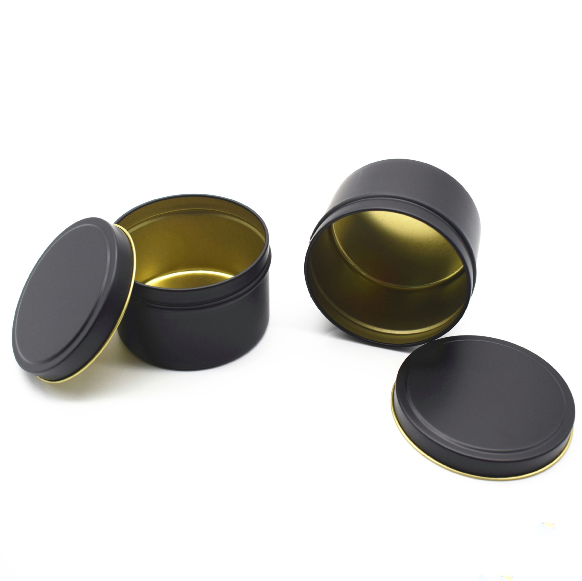 现货圆罐 8oz香氛铁罐 圆形香膏铁盒 密封糖果盒 黑色哑光圆铁罐