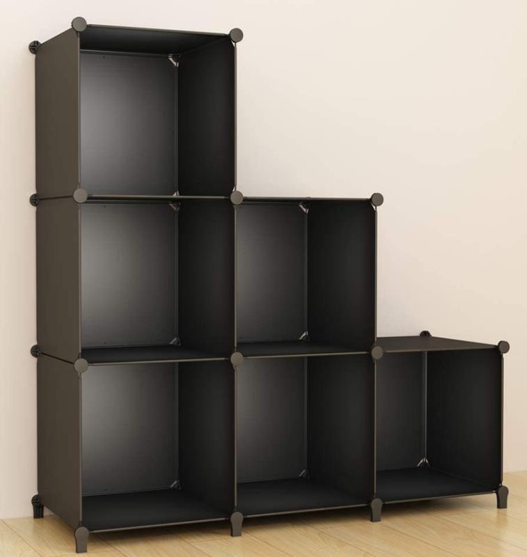 简易书柜塑料创意储物柜小学生儿童自由组合书架现代简约黑白浅灰