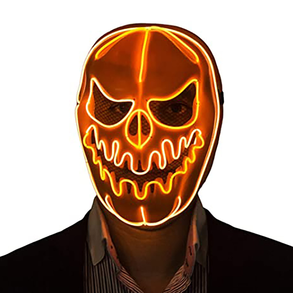 万圣节恐怖南瓜发光面具鬼屋led冷光线装扮南瓜面具搞怪面具