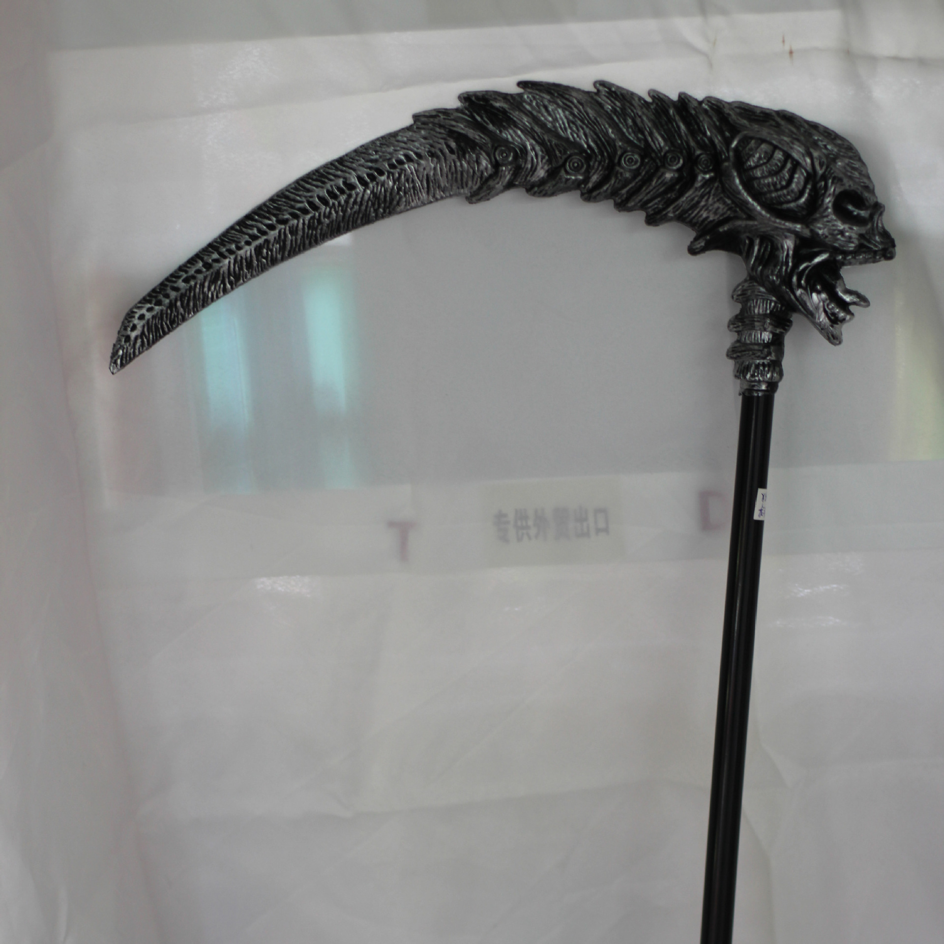 万圣节兵器黑色鬼头镰刀大兵器1米杠子表演舞会道具