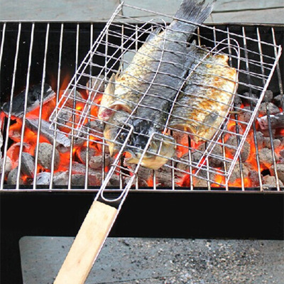 Factory Direct Sales Grilled Fish Clip Oven Fishnet Double Fish Clip Barbecue Gap Former Barbecue Tools Wholesale