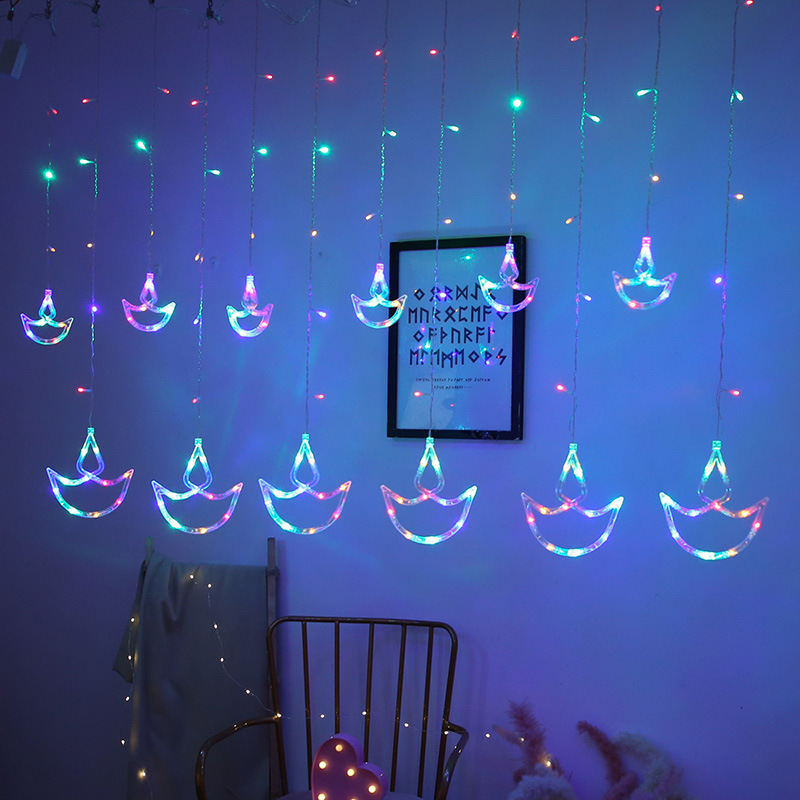 Factory Wholesale Led Colored Lamp Indian Diwali Decorative Lamp Deepavali Curtain Lamp Diwali Holiday String Light