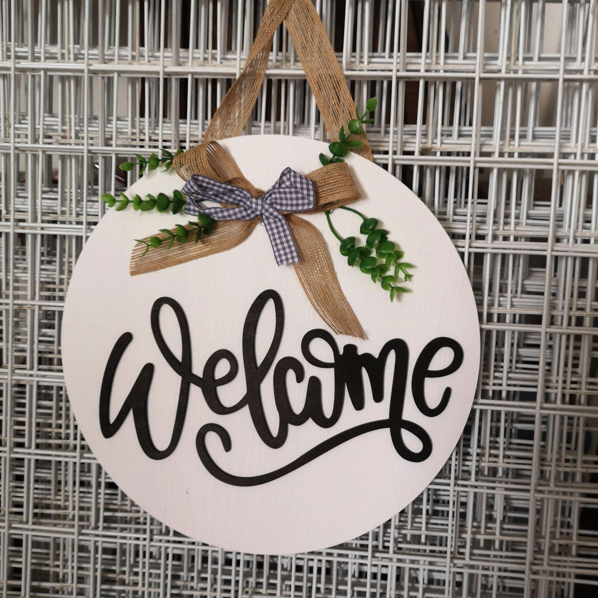 欢迎光临乡村创意木牌 welcome挂牌 室内房间创意挂件圆形挂牌