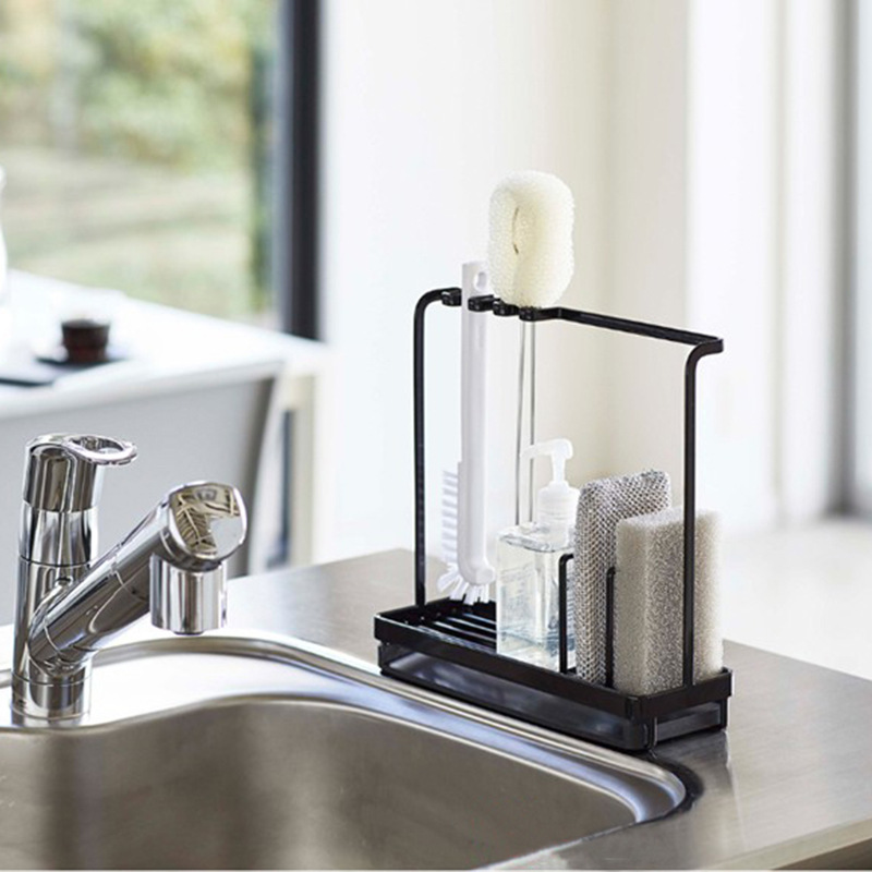 Japanese-Style Modern Simple Kitchen Finishing Storage Rack Multi-Functional Sponge Draining Rack Sink Table Top Wipe