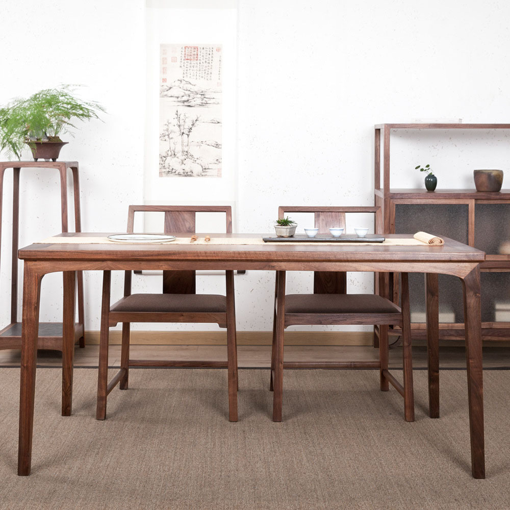 宽木窄作/弦餐桌 新中式现代简约餐桌椅组合家用实木长方形桌子