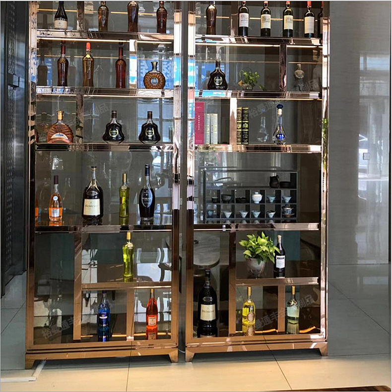 生产商生产酒庄不锈钢葡萄酒红酒架子置酒架古铜色不锈钢酒柜酒架