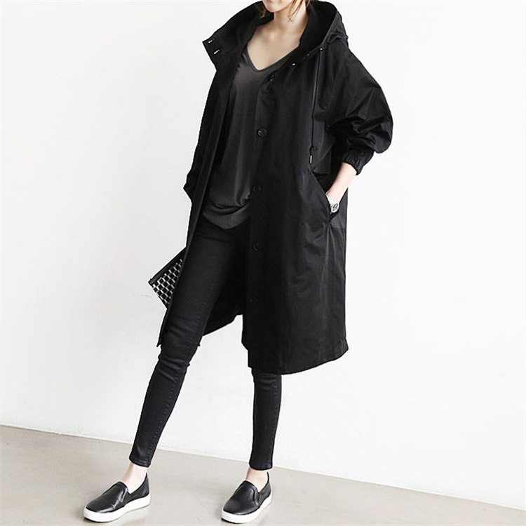 设计女装2022年秋款连帽风衣中长款显瘦简约宽松个性-阿里巴巴