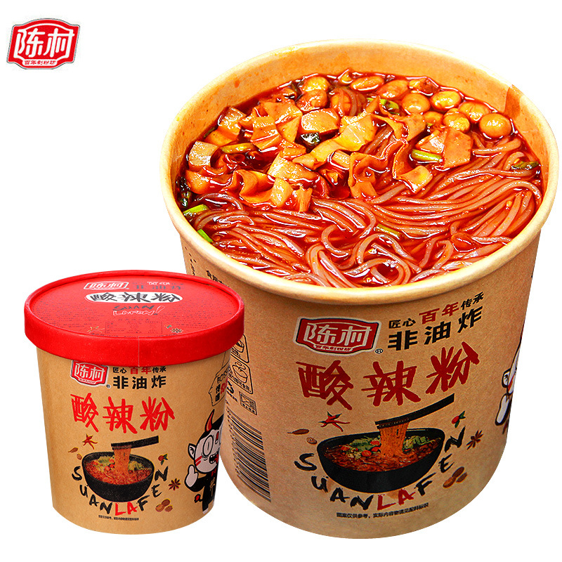 陈村酸辣粉 重庆酸辣粉 整箱100g*12桶 速食方便面粉丝非油炸批发