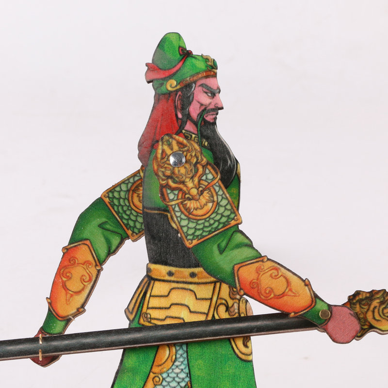 批发三国关羽动感皮影 手动木质皮影 儿童地摊玩具木偶皮影工艺品