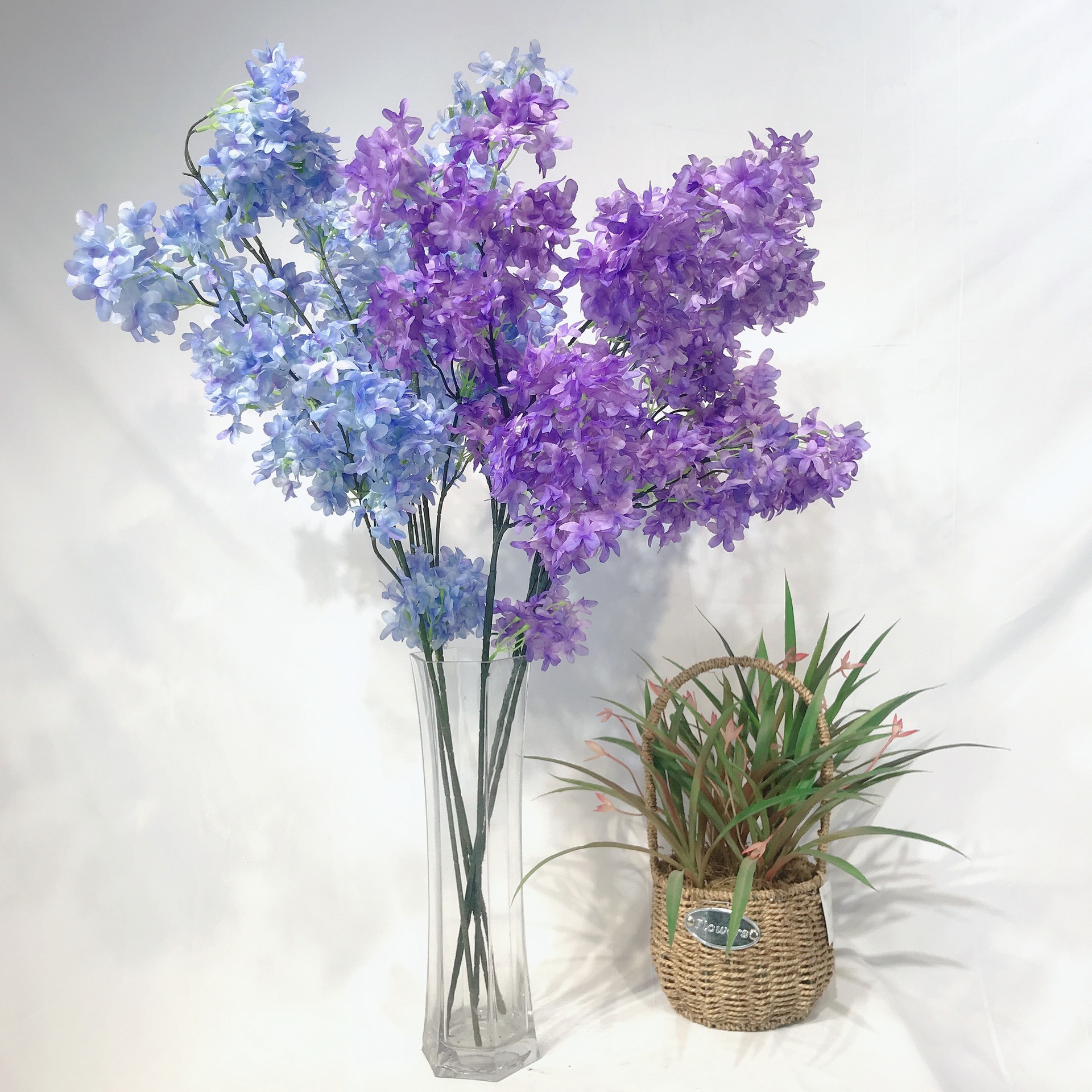 仿真花蓝花楹手工假丁香花十字樱花摄影道具仿真花束室内装饰