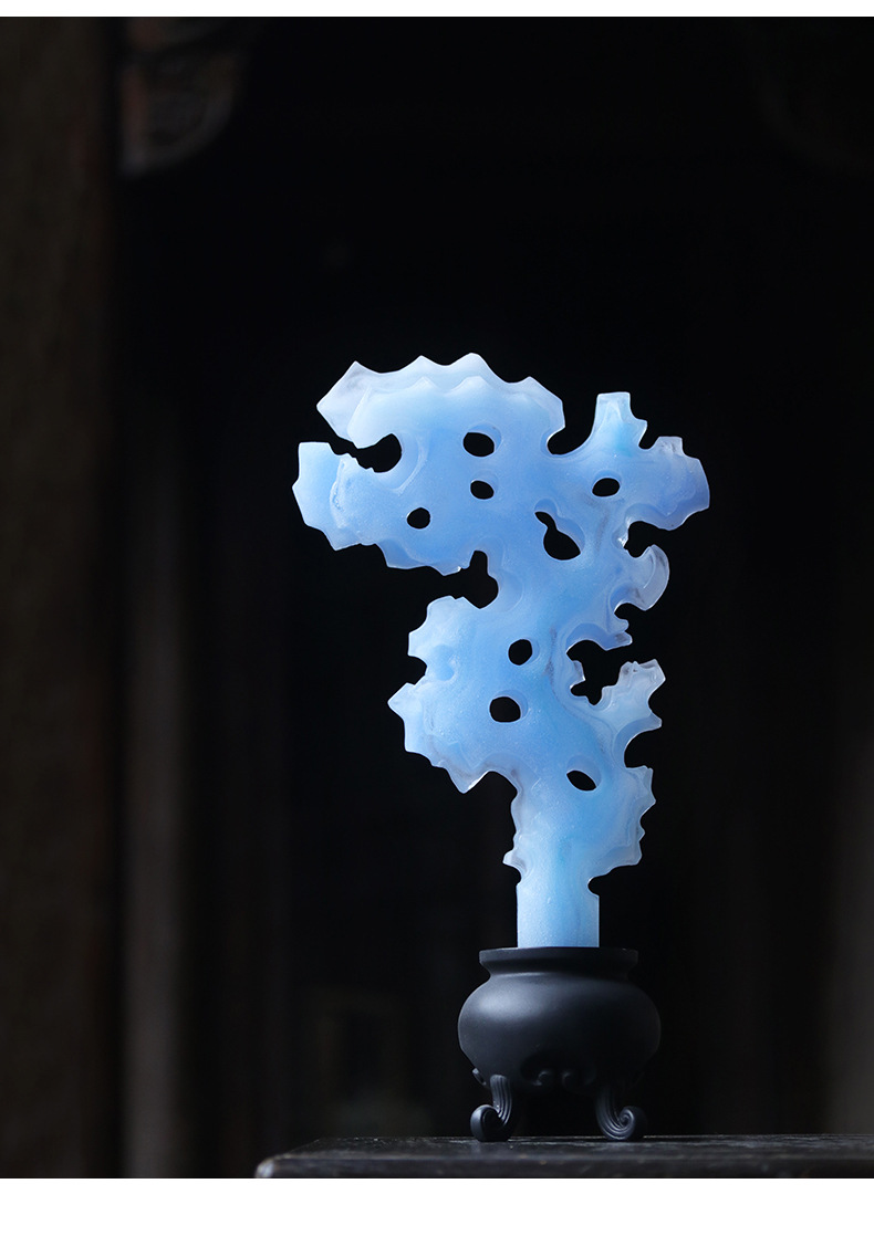 心缘堂琉璃太湖石中式禅意家居摆件客厅书房玄关办公室装饰品礼物