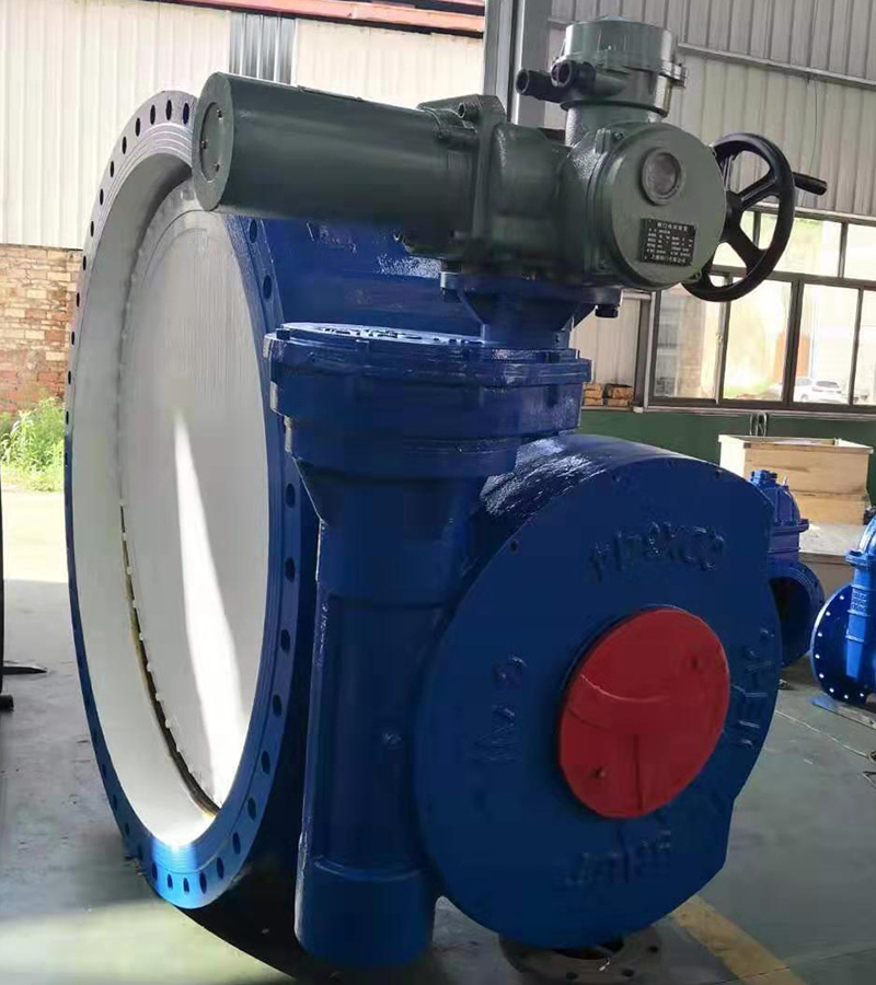 沪天阀门 大口径电动蝶阀d942x 国标双向电动直通式法兰铸铁蝶阀