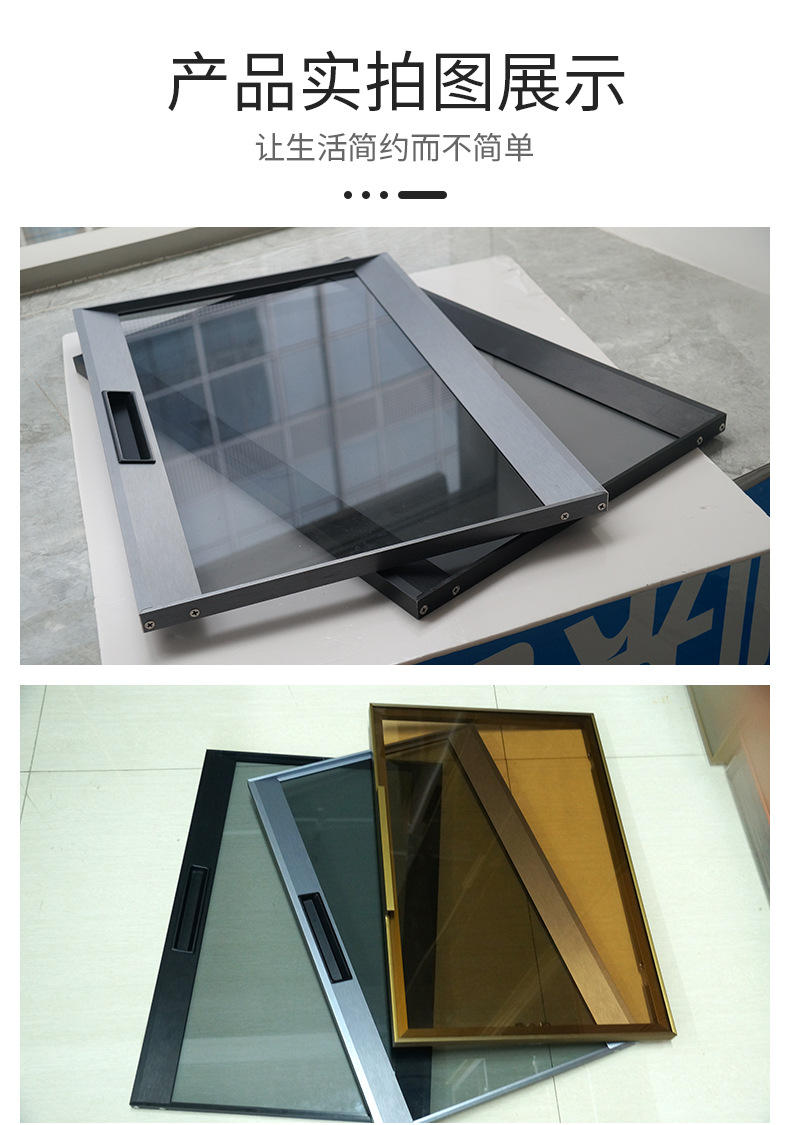 20窄边极简铝合金框 轻奢极简玻璃门铝型材 铝框玻璃门型材直销