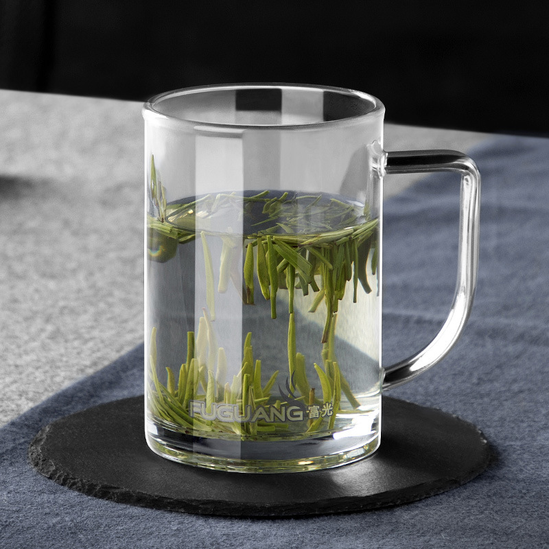 富光玻璃杯1001办公室家用水杯带把绿茶毛尖杯子茶杯logo印字刻字