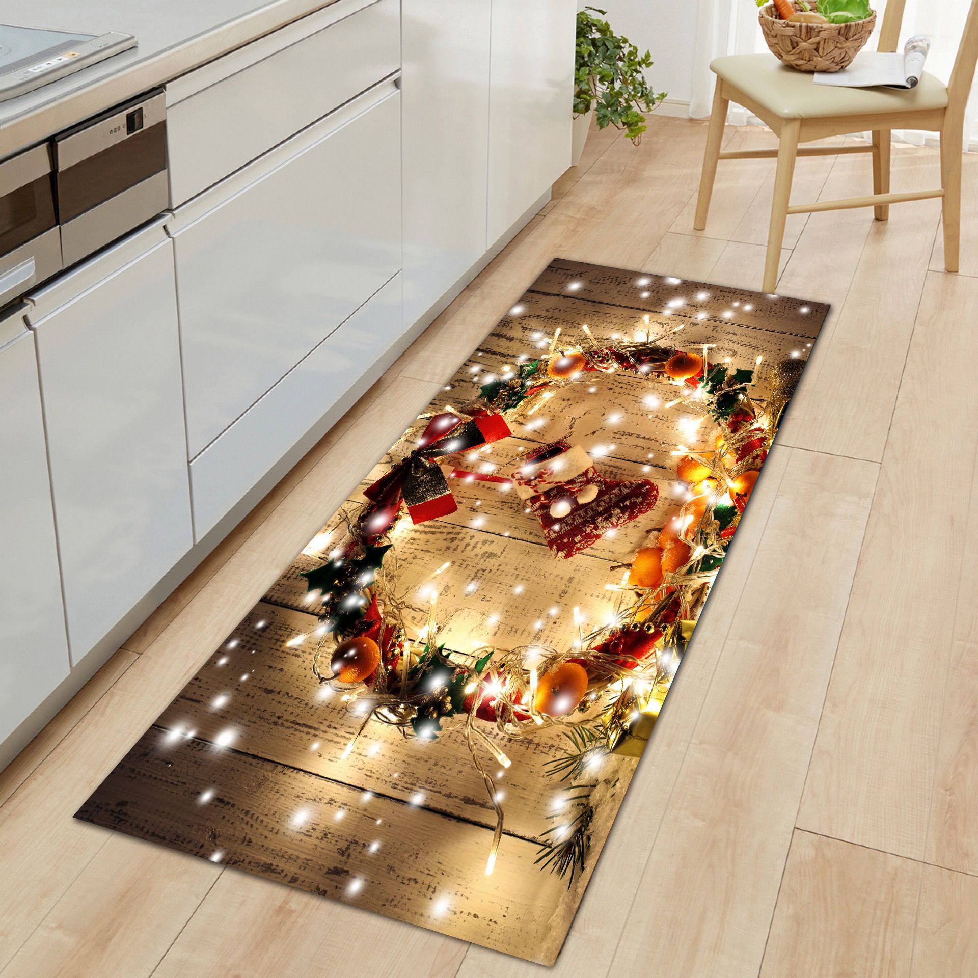 Exclusive for Cross-Border Living Room and Kitchen Festive Floor Mat Non-Slip Suede Floor Mat Christmas Red Carpet Factory Wholesale