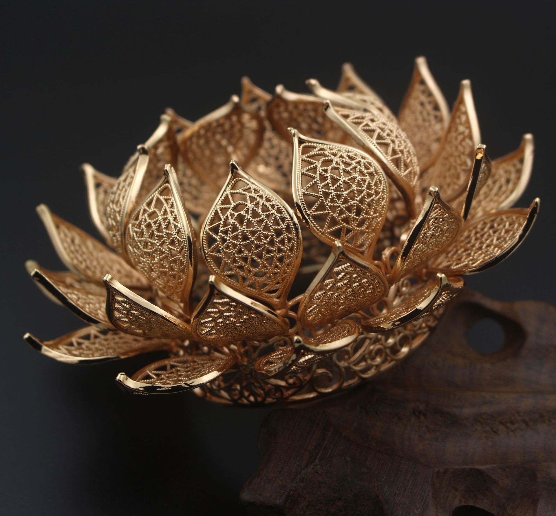 尚嘉铸铜立体莲花冠 发冠敦煌汉服配饰古风宋制头饰宫廷皇冠