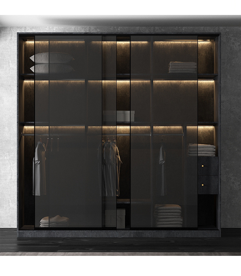 轻奢极简玻璃门家具定制衣柜推拉门滑门卧室整体衣橱定制全屋定制