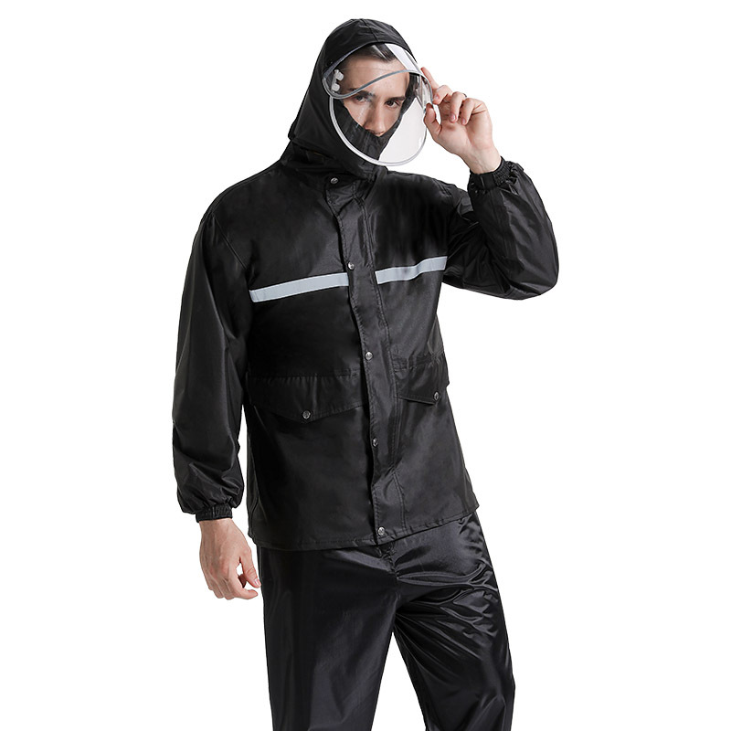 Double-Layer Thickened Split Raincoat Rain Pants Suit Men's Full Body Waterproof Outdoor Riding Motorcycle Raincoat Rainproof