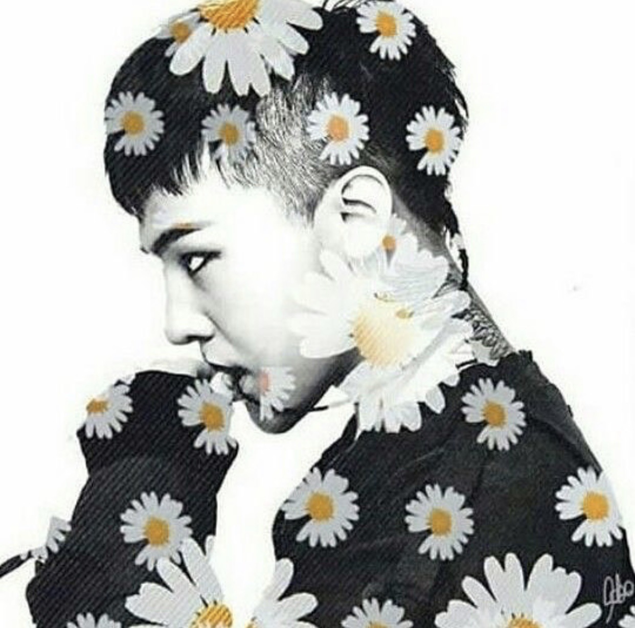 权志龙联名闪电fragment雏菊 gd同款小菊花短袖tee